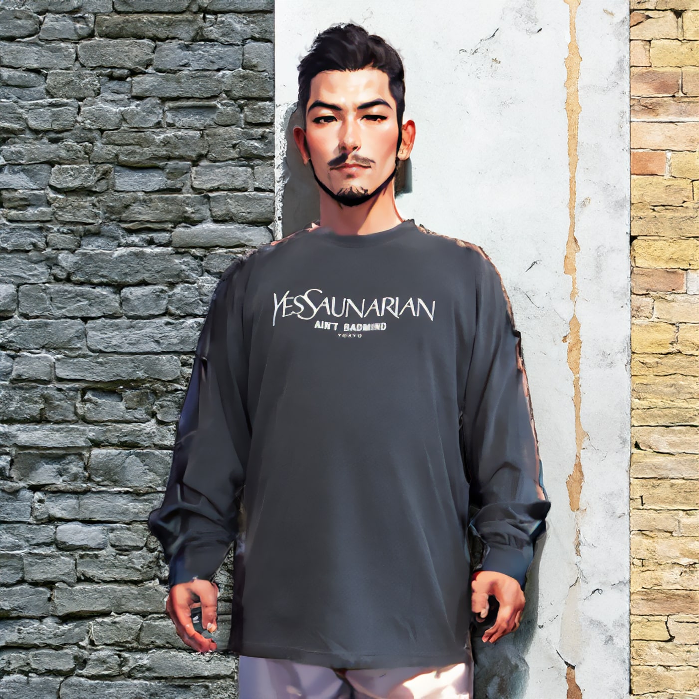 YES SAUNARIAN LONGSLEEVE T SHIRT [CHARCOAL GRAY]