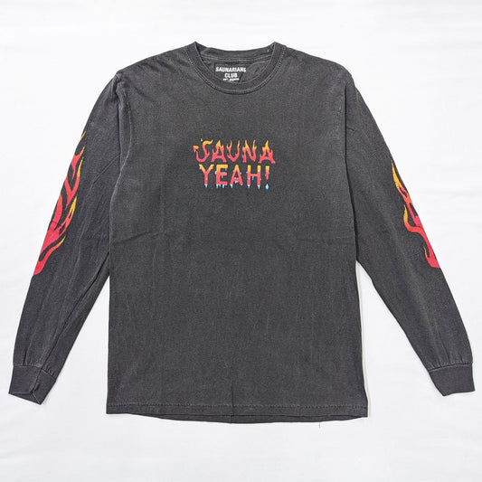 SAUNA YEAH!  LONGSLEEVE T SHIRT [CHARCOAL GRAY]