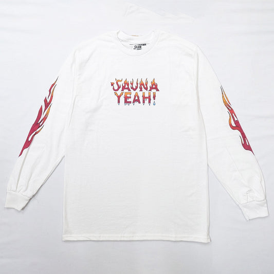 SAUNA YEAH!  LONGSLEEVE T SHIRT [WHITE]