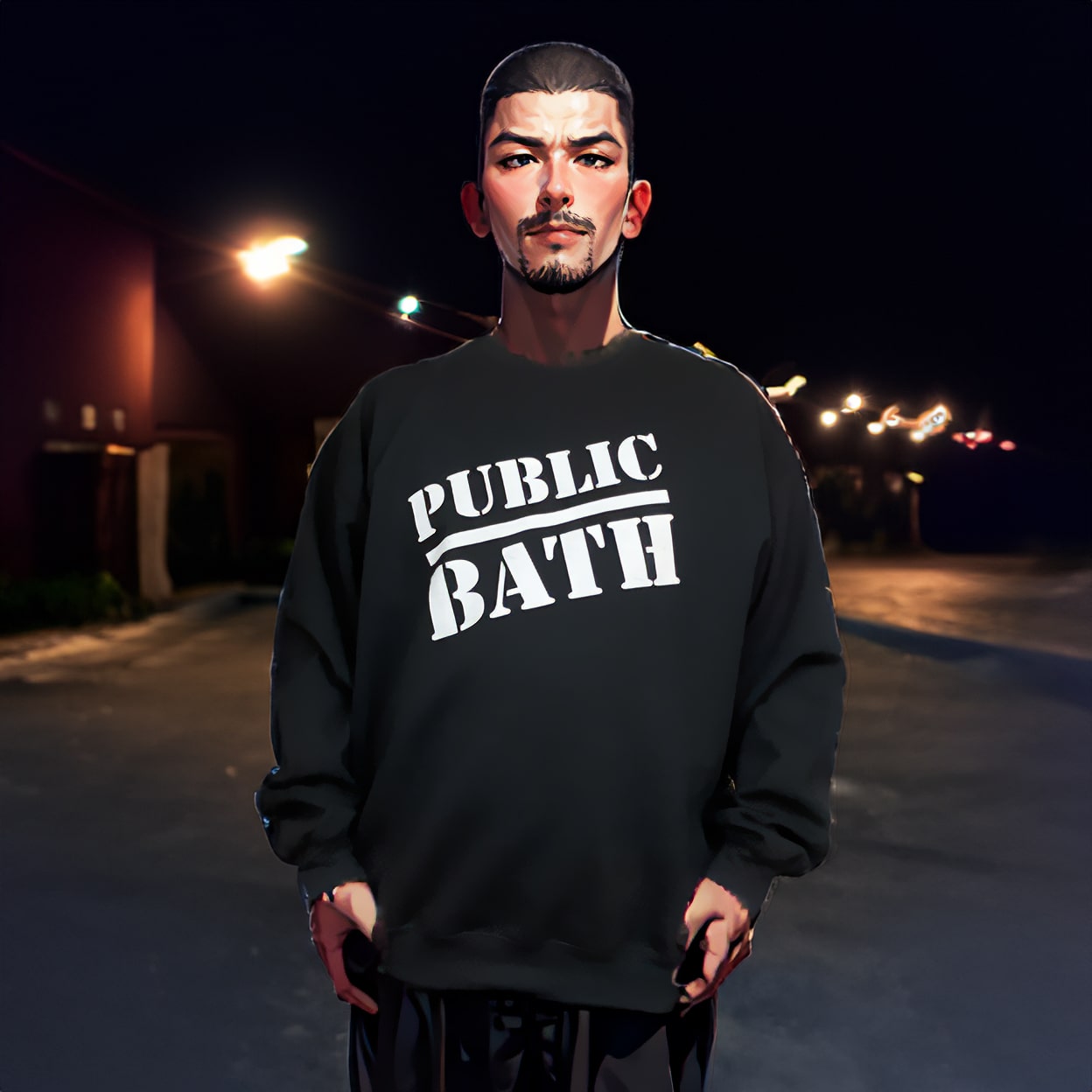 PUBLIC BATH BOY SWEATSHIRT [BLACK]